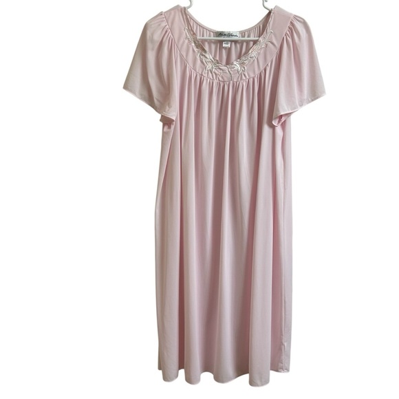 Miss Elaine Classics Nightgown Long Pink Tricot Silky Cap Sleeve Womens Size L - Picture 1 of 8